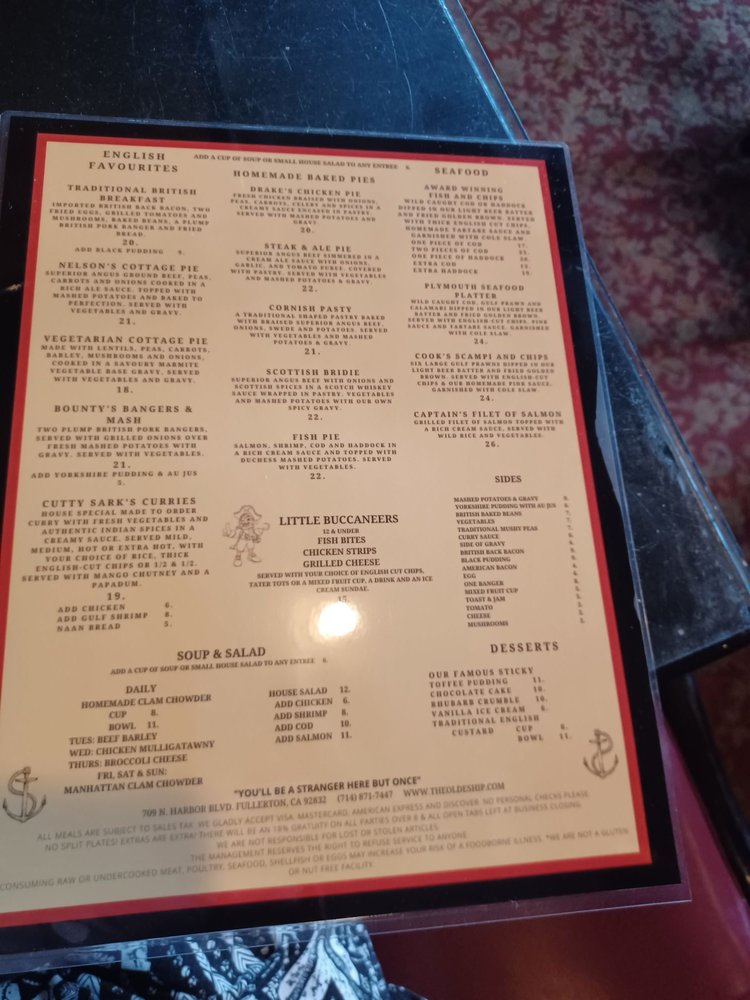 The Olde Ship Menu - Image 11