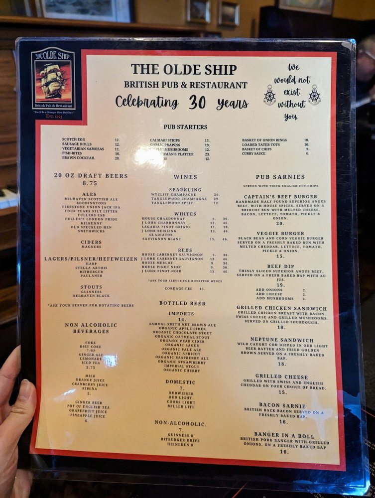 The Olde Ship Menu - Image 2