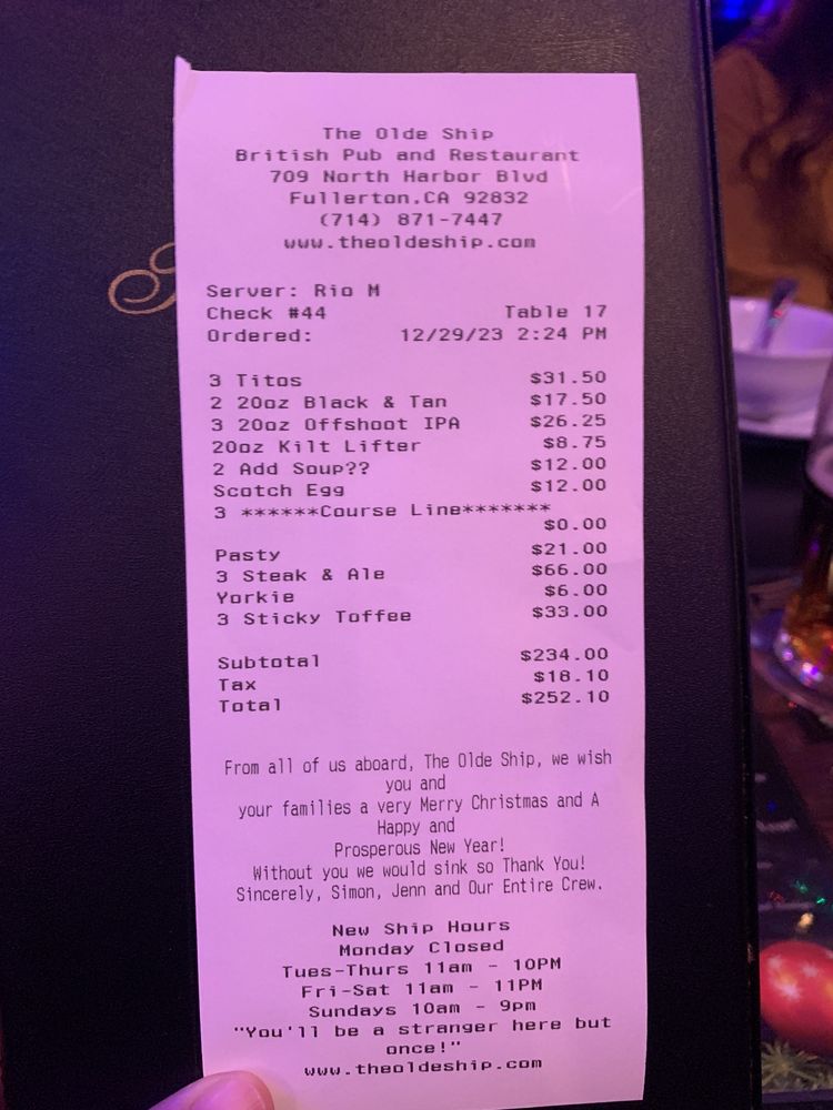 The Olde Ship Menu - Image 4