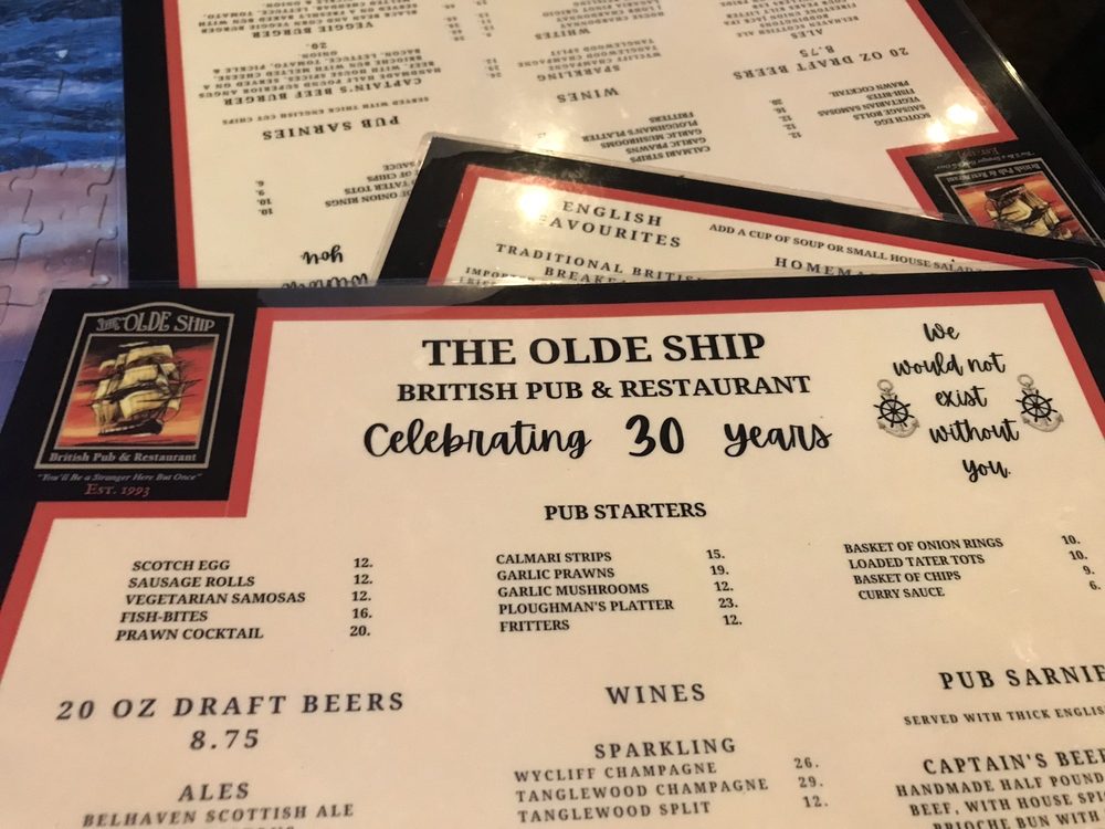 The Olde Ship Menu - Image 5