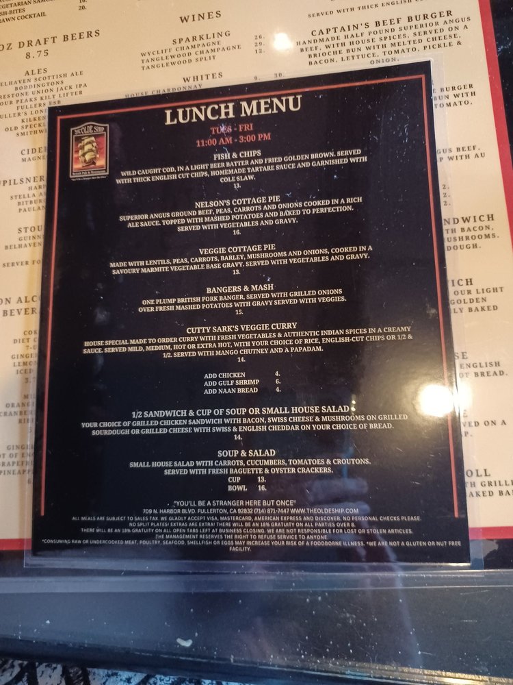 The Olde Ship Menu - Image 8